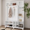 TIRAMISUBEST Hall Tree with Shoe Bench & Coat Rack - 5-in-1 Entryway Organizer with Storage Shelves, White - 2 of 4