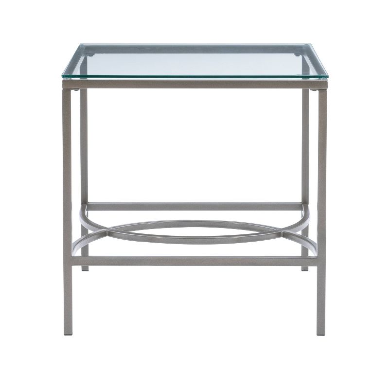 Noyes Metal and Glass Top 3pc Coffee and Side Table Set Satin Nickel Finished - Powell, 3 of 17