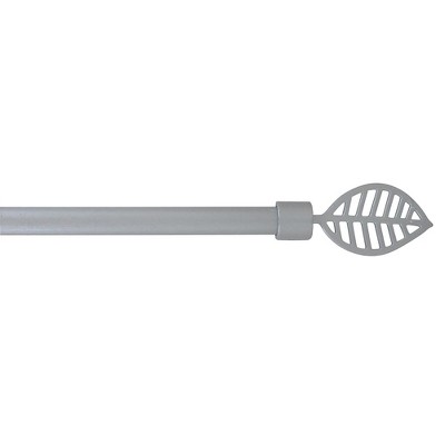 Evideco French Home Goods Adjustable Single Curtain Rod 50"-82" with Leaf Finials and Brackets, Available in Taupe, Gray, or Black