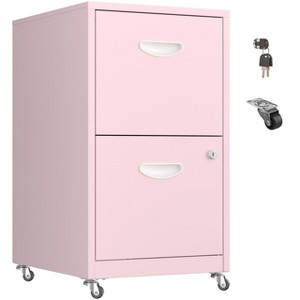 ZACHVO 18 Inch Deep 2 Drawer Pink Mobile Metal Filing Cabinet for Letter-Size with Lock, Home Office Storage - 1 of 4