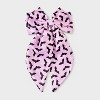 Halloween Bat Print Hair Bow Clip - Pink - 2 of 3