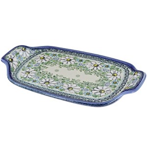Blue Rose Polish Pottery P14 Galia Rectangular Tray with Handles - 1 of 1