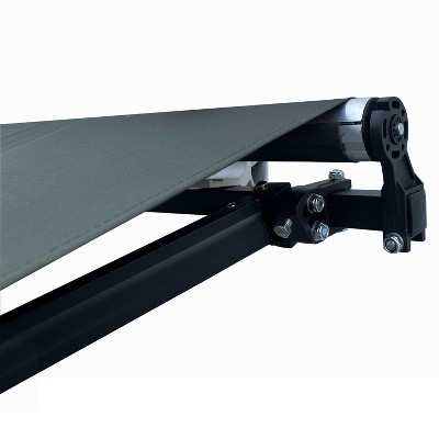 Forest Green Motorized Retractable Patio Awning with White Frame