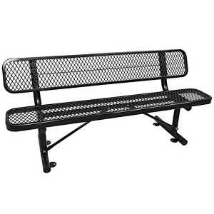 Itopfox Heavy Duty Outdoor Park Bench with Backrest, Steel Frame Metal Garden Bench for Lawn, Patio, Porch, Yard in Black - 1 of 4