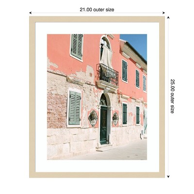 Pink Houses Mediterranean Photography in Natural Wood Frame