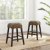 Set of 2 Edgewater Backless Counter Height Barstools: Mahogany Legs, Woven Seat - Crosley - 2 of 4