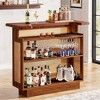 LOVSON 47.24''Farmhouse Caramel Brown Rattan Home Bar Unit, 4-Tier Liquor Cabinet with Stemware Racks for Living room - 2 of 4