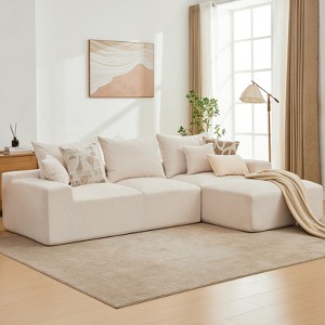 110'' Modular Sectional Sofa – L-Shaped Cloud Couch with Chaise, Deep Seat Chenille Sofa, No Assembly - 1 of 4