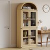 Arched Bookshelf with Doors Farmhouse Bookcase 15.83in Depth Display Storage Shelves 71.4in Tall Wooden Display Cabinet Rounded Bookcases - 4 of 4