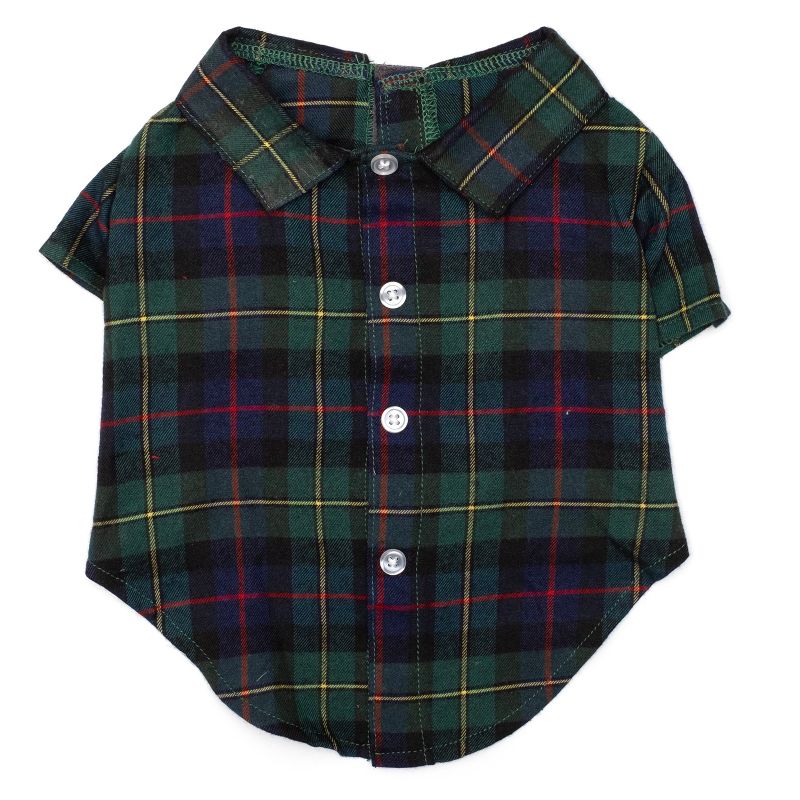 The Worthy Dog Flannel MacLeod Tartan Plaid Button Up Look Pet Shirt, 1 of 2