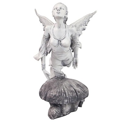 Off-White Hand-Painted Resin Garden Fairy Statue, 11 Inches