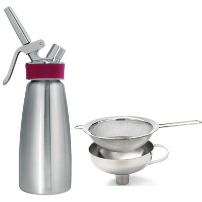 iSi Gourmet Whip Professional Whipped Cream Dispenser - 1 Pint with Funnel & Sieve, Versatile for Hot & Cold Applications