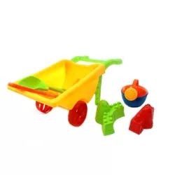 Insten Set of 6 Beach Sand Toys Set with Trolley, Bucket Hand Tools Rake Shovel, Sand Molds