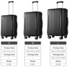 Syemin Luggage Luggage Sets 3 Piece Expandable Hard shell ABS Suitcases with Double Spinner Travel luggage Set with TSA Lock, Black, 18.3"*12"*29.9" - 3 of 4