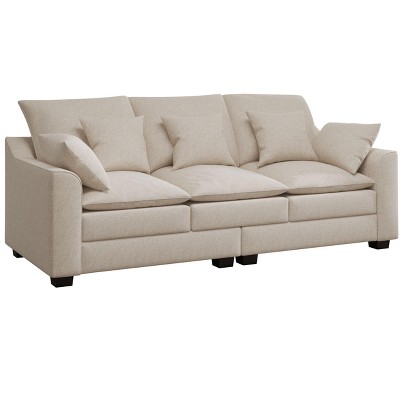 NicBex 78.7"Modular Sectional Sofa Couch with 3 Pillows Modern Upholstered 3-Seater Sofa with Armrests for Living Room,Apartment,Beige