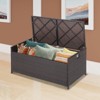 WELLFOR 34gal Patio Storage Bench PE Rattan Storage Box with Seat Cushion Mix Brown - 3 of 4