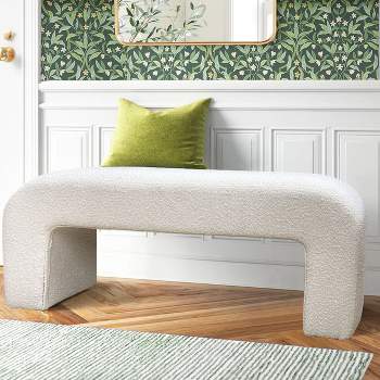 Lily 47" Off-White Boucle Look Upholstered Bench-The Pop Maison