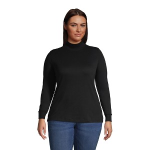 Lands' End Women's Relaxed Cotton Long Sleeve Mock Turtleneck - 1 of 4