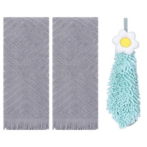REGALWOVEN 3 Pcs Bathroom Soft and Absorbent Decorative Hand Towel - 1 of 4