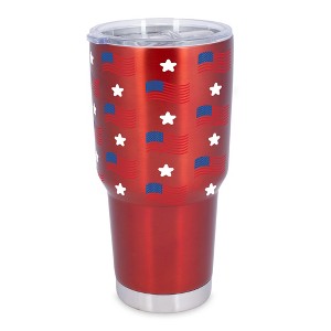 100 North 30 Ounce Stainless Steel On the Go Travel Tumbler With Push Top Lid, Stars and Stripes Red - 1 of 4