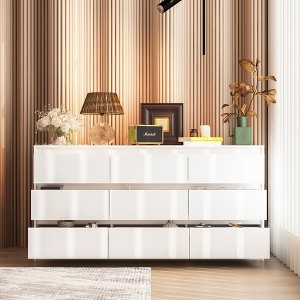 FUFU&GAGA White Modern Dresser for Bedroom 9 Drawers Wood Chest of Drawers - 1 of 4