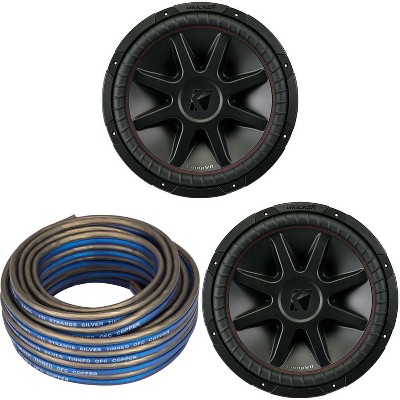 Kicker (2) CompVR 15-Inch (38cm) Subwoofer, DVC, 4-Ohm w/ Speaker Wire Bundle