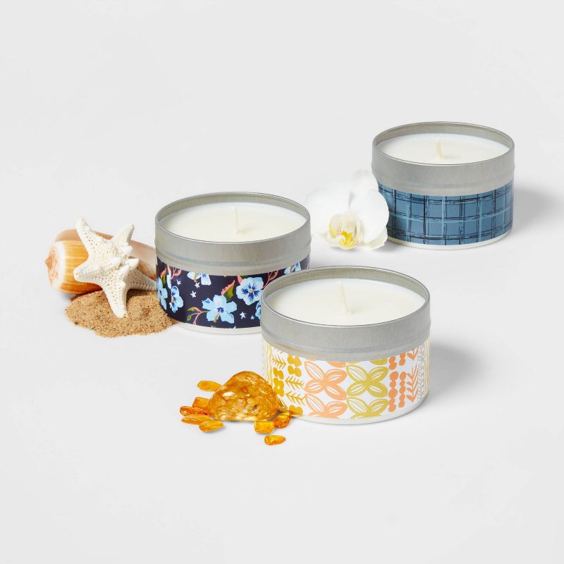 3pc Assorted Scent Mini Tin Candle Gift Set Yellow Tones 12.3oz - Opalhouse&#8482;, 4 of 5