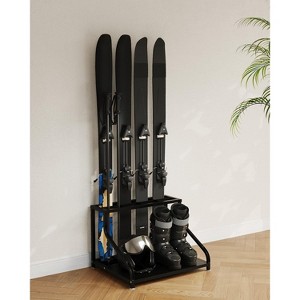 Ski Storage Rack,Heavy Duty Steel Ski Holder for Garage Basement Home,Multipurpose Floor Stand Ski Equipment Organizer for Ski Poles, Goggles,Helmet - 1 of 4