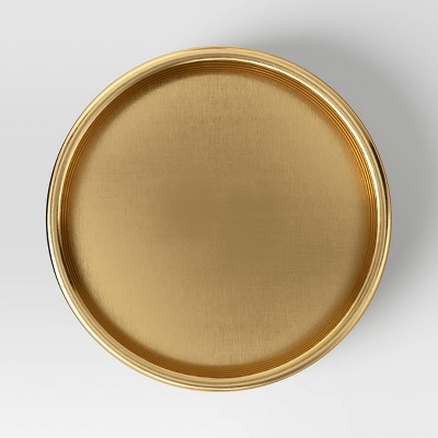 Metal Ribbed Decorative Tray Gold - Threshold&#8482;