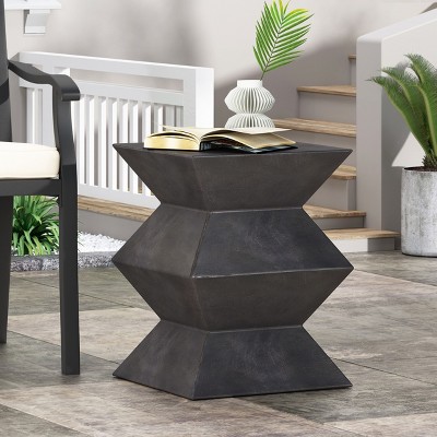 CAVINAS Modern Geometric Lightweight Concrete Patio Table,15.5" Outdoor Side Table,Durable and Stylish End Table for Garden,Patio,Copper