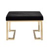 Simple Relax Upholstered Ottoman with Metal Base in Black and Champagne - 3 of 4