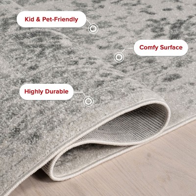 Ivory Rectangular Easy Care Synthetic Area Rug, 52" x 24"