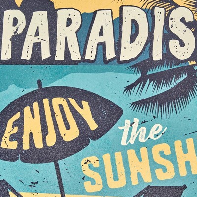 Escape to Paradise Round Vintage MDF Wall Plaque