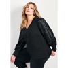 Avenue Women's Plus Size Glam Sequin Sleeve Top - 22/24, Black - 4 of 4