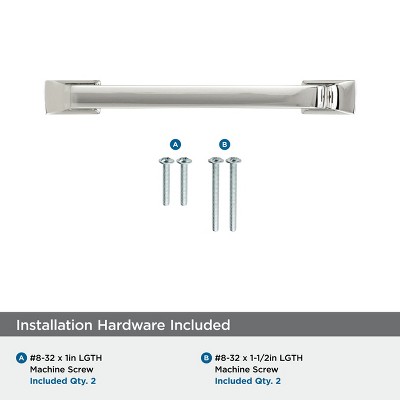 Polished Nickel 3-3/4 Inch Cabinet Pull with Mounting Hardware