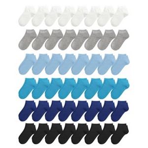 Kids Viscose Bamboo Ankle Socks Unisex Thin in Bulk Soft Boys Girls Stretch School Wholesale Socks 48 Pairs - 1 of 4