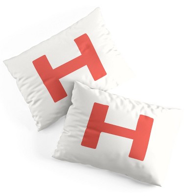 Deny Designs Standard April Lane Art Block Red Monogram H Microfiber Printed Pillow Sham