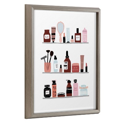 16" x 20" Blake Make Up Shelfie by Maja Tomljanovic Framed Printed Glass Gray - Kate & Laurel All Things Decor