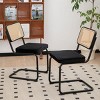INFURNIC Dining Chairs Set of 2 Rattan Side Accent Chairs with Chrome Legs Upholstered Dining Chairs for Kitchen, Black, 17.5"*20.9"*33.1" - 2 of 4