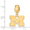 Black Bow Jewelry 14k Yellow Gold Plated Sterling Silver Michigan Wolverines NCAA Bead Charm - 3 of 4