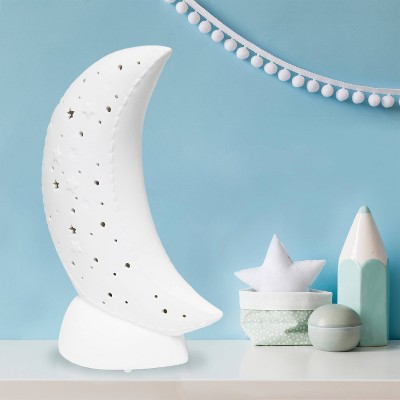 White Porcelain Moon Shaped Kids Table Lamp