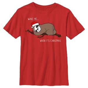 Boy's Lost Gods Christmas Wake Me Sloth T-Shirt - 1 of 4