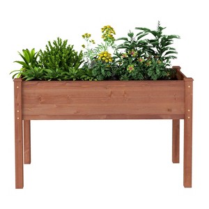 WELLFOR Rectangular Wood Outdoor Garden Bed Brown 24"x48" - 1 of 4