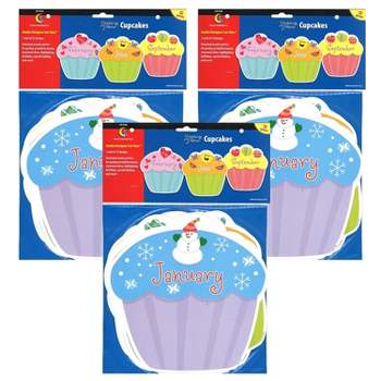 Creative Teaching Press Designer Cut-Outs Month Cupcakes 10" 12 Per Pack 3 Packs (CTP5938-3)