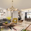 POWLIG 7 - Light Gold Dimmable Sputnik Wagon Wheel Chandelier - 3 of 4