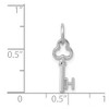 Black Bow Jewelry 14k White Gold, Hannah Collection, Mini Initial H Shamrock Key Charm - 4 of 4
