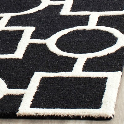 Cambridge Black and Ivory Hand-Tufted Wool Geometric Rug
