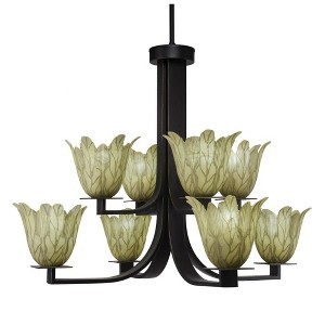 Toltec Lighting Apollo 8 - Light Chandelier in  Dark Granite with 7" Vanilla Leaf Shade - 1 of 1