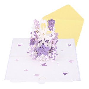 Unique Bargains Cherry Flower Basket Thickened Paper 3D Funny Birthday Cards for Best Friends Gift - 1 of 4