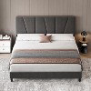 Homhougo Twin Size Bed Frame with Adjustable Headboard, Linen Upholstered Twin Platform Bedframe with Strong Wooden Slats, Easy Assembly, Grey - 3 of 4